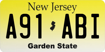 NJ license plate A91ABI
