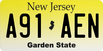 NJ license plate A91AEN
