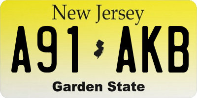NJ license plate A91AKB