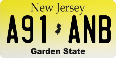 NJ license plate A91ANB