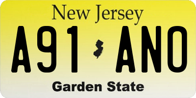 NJ license plate A91ANO
