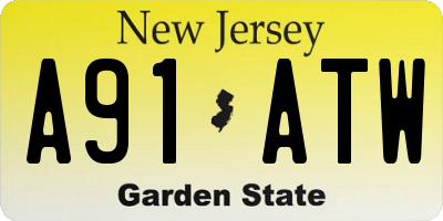 NJ license plate A91ATW