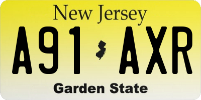 NJ license plate A91AXR