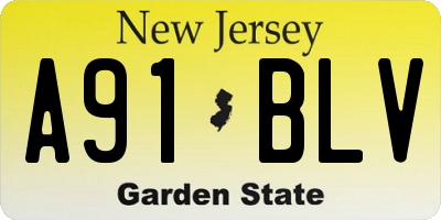 NJ license plate A91BLV