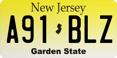 NJ license plate A91BLZ