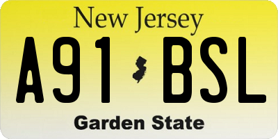 NJ license plate A91BSL