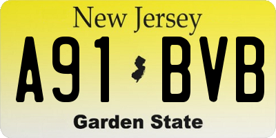 NJ license plate A91BVB