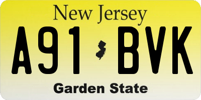 NJ license plate A91BVK