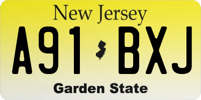 NJ license plate A91BXJ