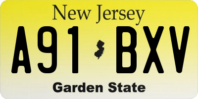 NJ license plate A91BXV