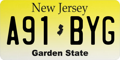 NJ license plate A91BYG