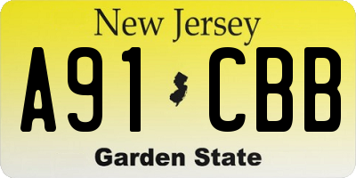 NJ license plate A91CBB