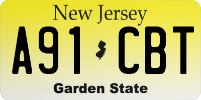 NJ license plate A91CBT