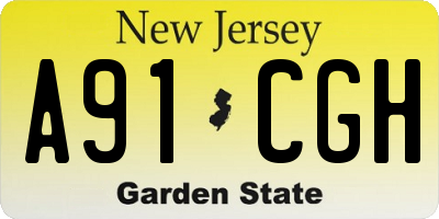 NJ license plate A91CGH