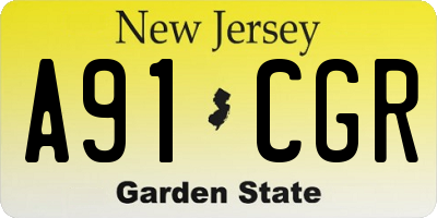 NJ license plate A91CGR