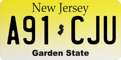 NJ license plate A91CJU