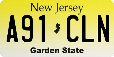 NJ license plate A91CLN