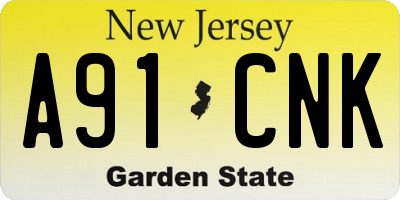 NJ license plate A91CNK