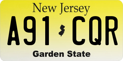 NJ license plate A91CQR