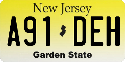 NJ license plate A91DEH