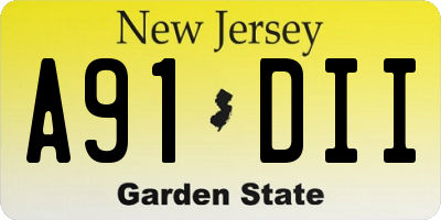 NJ license plate A91DII