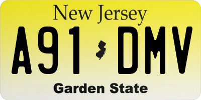 NJ license plate A91DMV