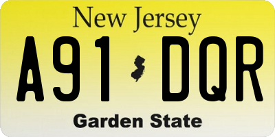 NJ license plate A91DQR