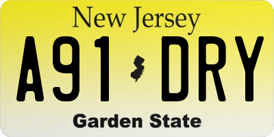 NJ license plate A91DRY