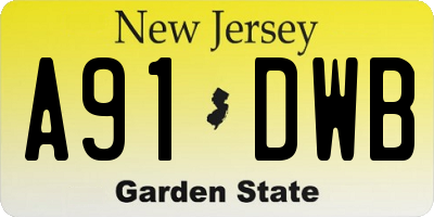 NJ license plate A91DWB