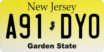 NJ license plate A91DYO