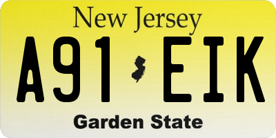 NJ license plate A91EIK