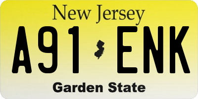 NJ license plate A91ENK