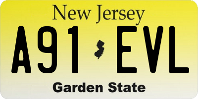 NJ license plate A91EVL