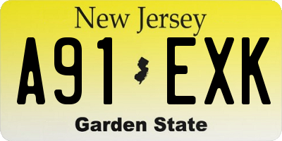 NJ license plate A91EXK