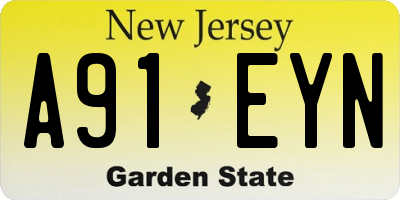 NJ license plate A91EYN