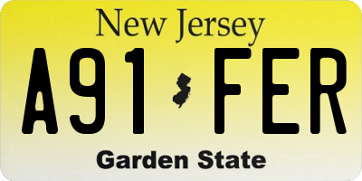 NJ license plate A91FER