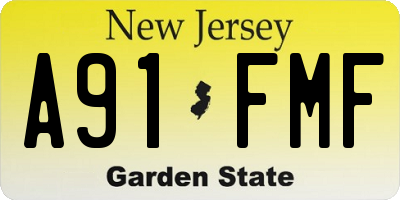 NJ license plate A91FMF