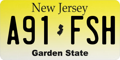 NJ license plate A91FSH