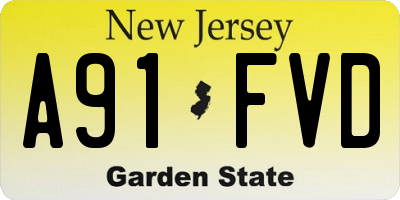 NJ license plate A91FVD