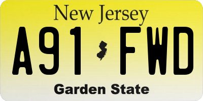 NJ license plate A91FWD
