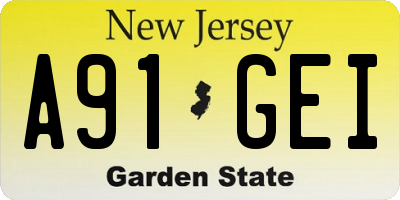 NJ license plate A91GEI