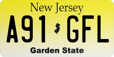 NJ license plate A91GFL