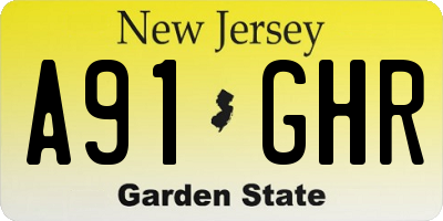 NJ license plate A91GHR