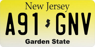 NJ license plate A91GNV