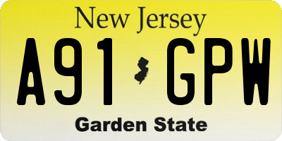 NJ license plate A91GPW