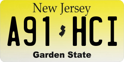 NJ license plate A91HCI