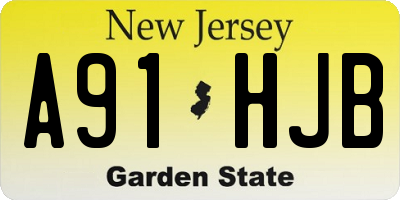NJ license plate A91HJB