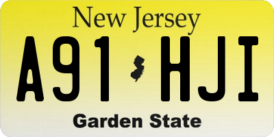 NJ license plate A91HJI