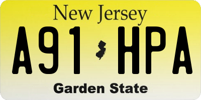 NJ license plate A91HPA