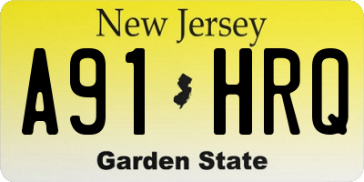 NJ license plate A91HRQ